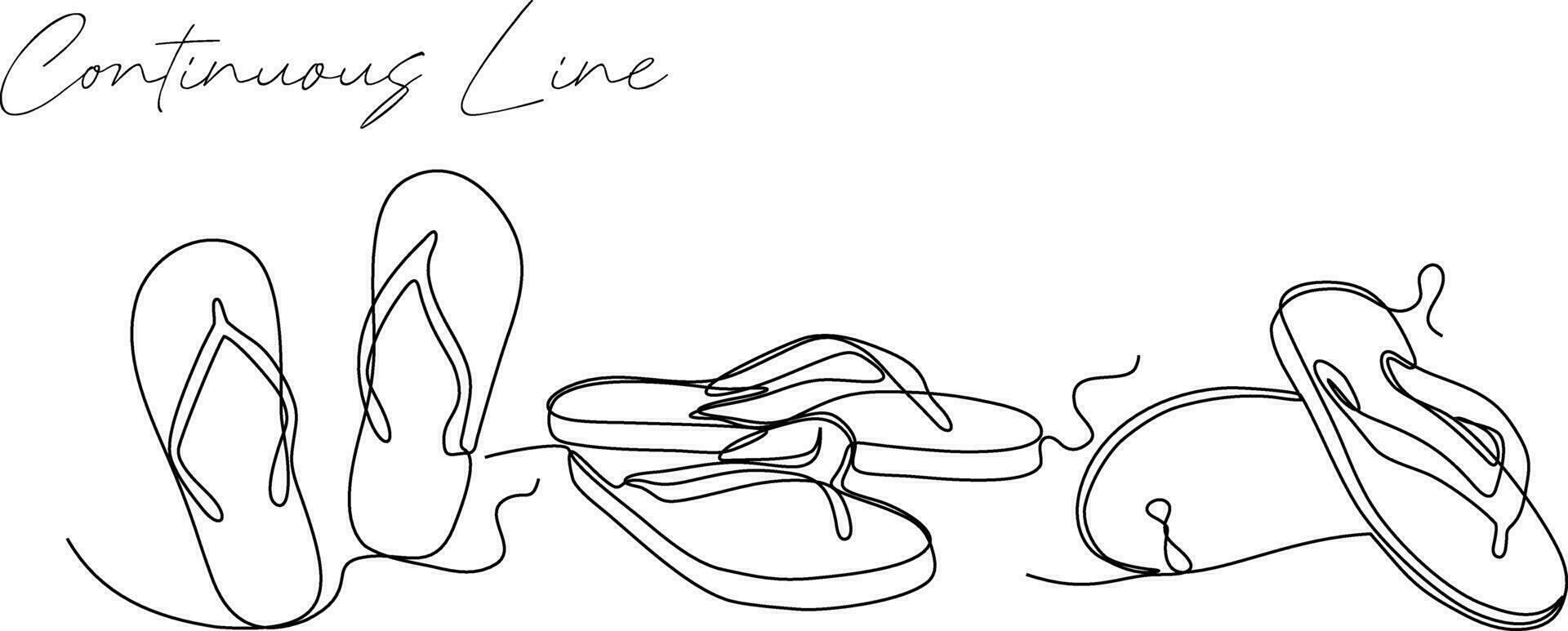 doorlopend reeks lijn tekening van omdraaien flopt. slippers icoon. abstract achtergrond getrokken met een lijn. vector illustratie.