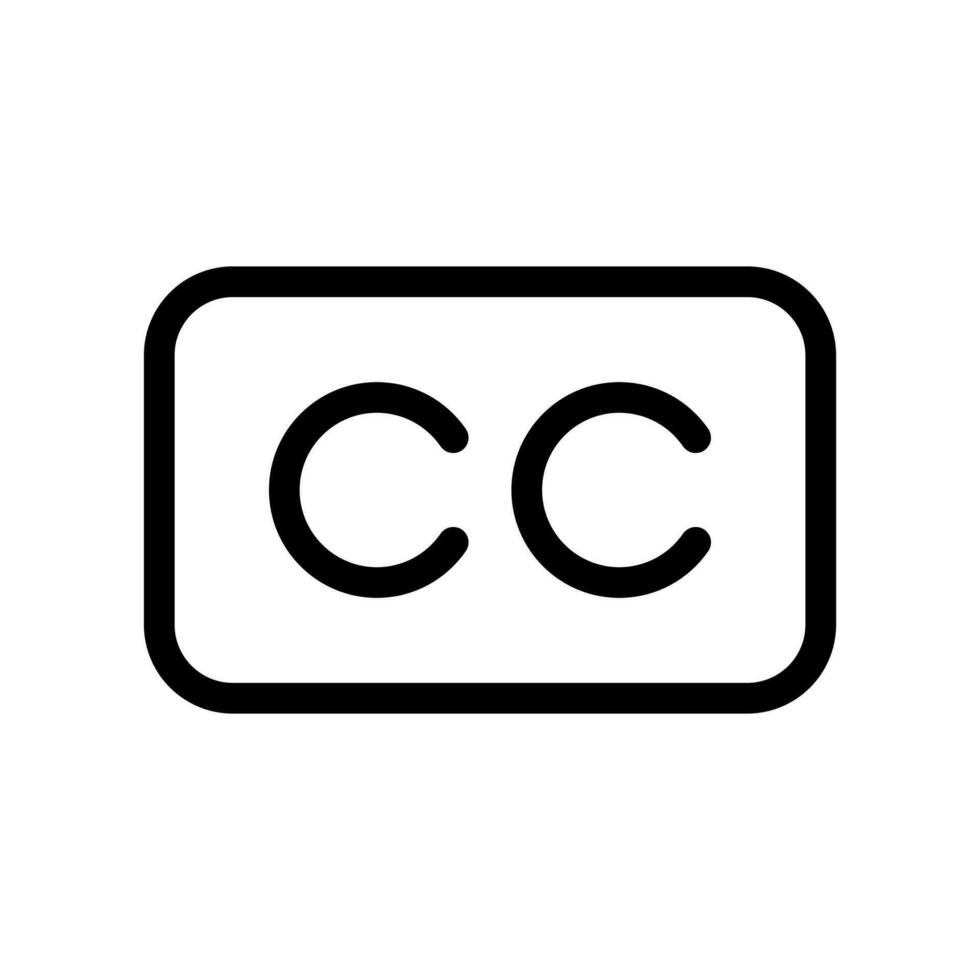 cc, Gesloten ondertiteling symbool icoon in lijn stijl ontwerp geïsoleerd Aan wit achtergrond. bewerkbare hartinfarct. vector