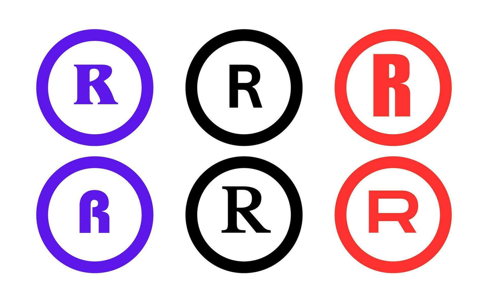 r geregistreerd handelsmerk. symbolen. geregistreerd handelsmerk symbool ontwerp voor uw bedrijf. geregistreerd handelsmerk pictogrammen reeks symbool ontwerp voor uw bedrijf. vector