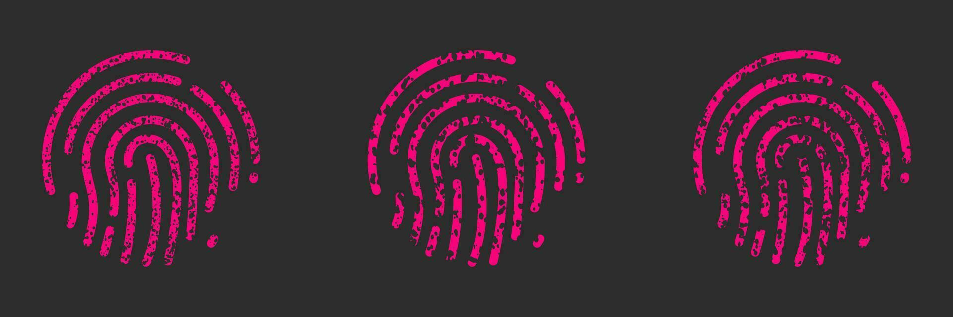 vinger afdrukken silhouet pictogrammen set. biometrisch identificatie pictogram. uniek vinger afdrukken teken. menselijk vingerafdruk. bescherming en veiligheid. ID kaart symbool. geïsoleerd vector illustratie.