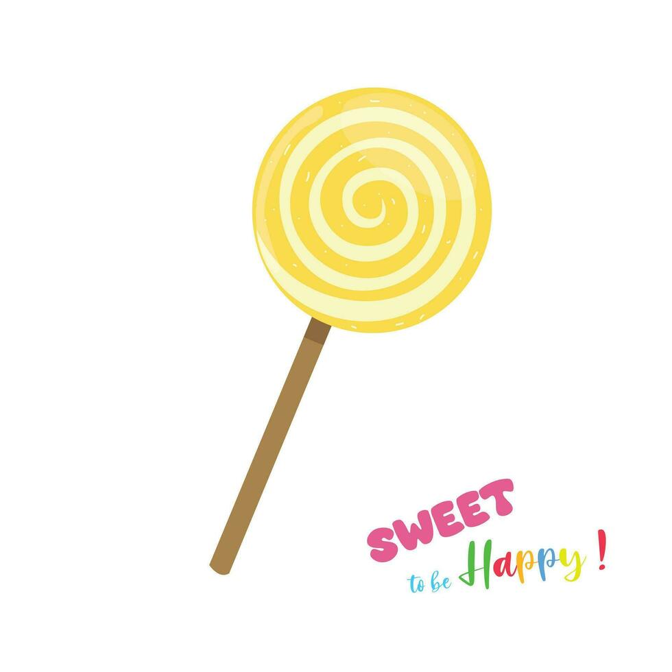 zoet lolly vector. kleurrijk gestreept lolly klem kunst. veelkleurig ronde snoep Aan stok vector illustratie in tekenfilm stijl geïsoleerd Aan wit.