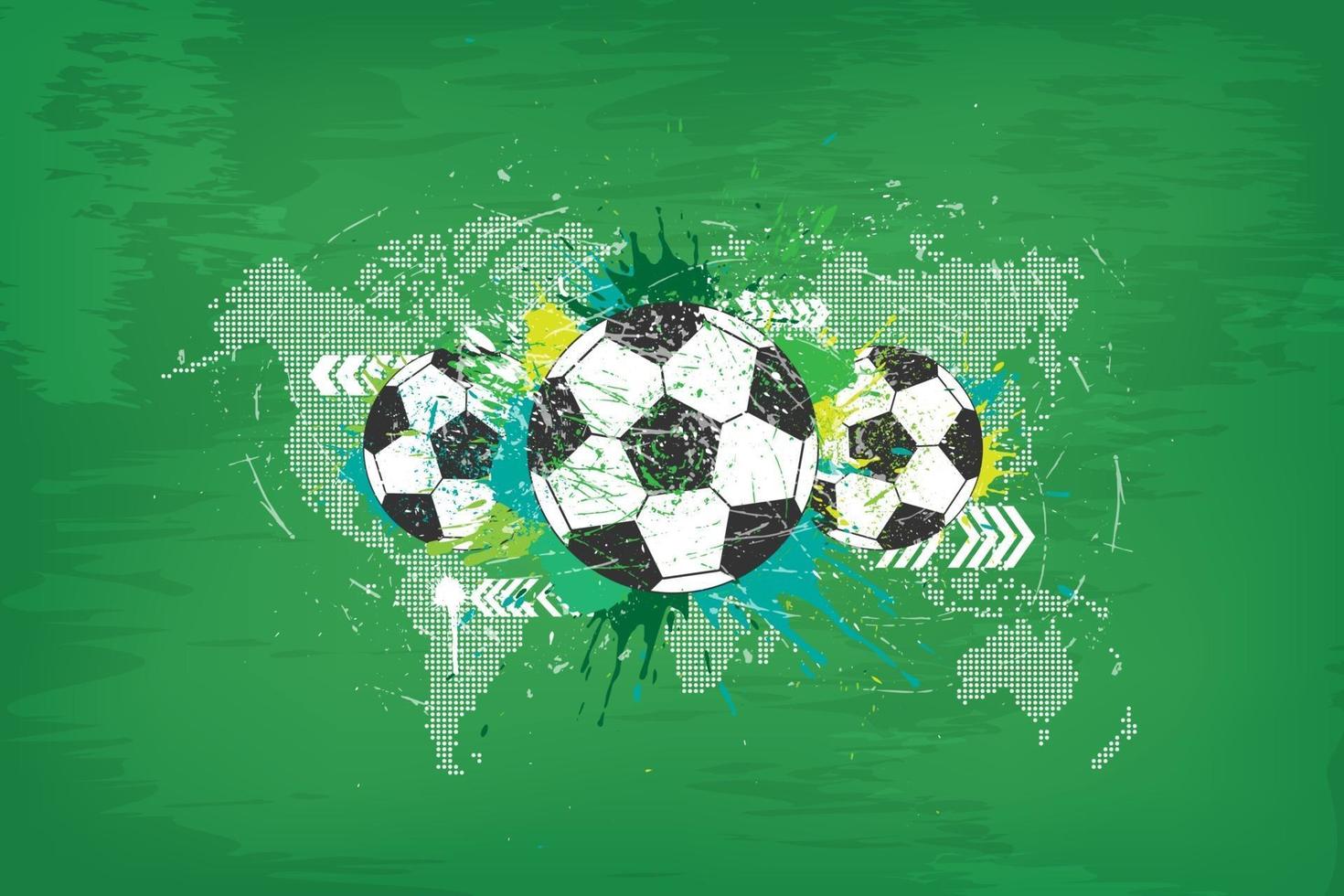 grunge abstracte voetbal achtergrond met wereldkaart en stofdeeltje op blackboard textuur. vector
