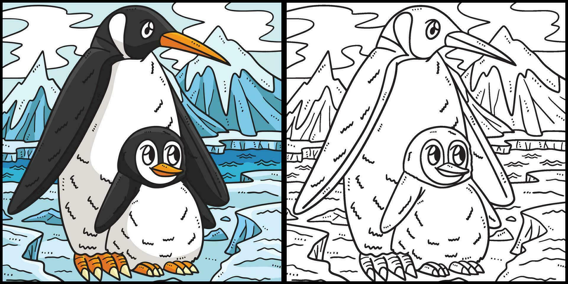 moeder pinguïn en baby pinguïn illustratie vector