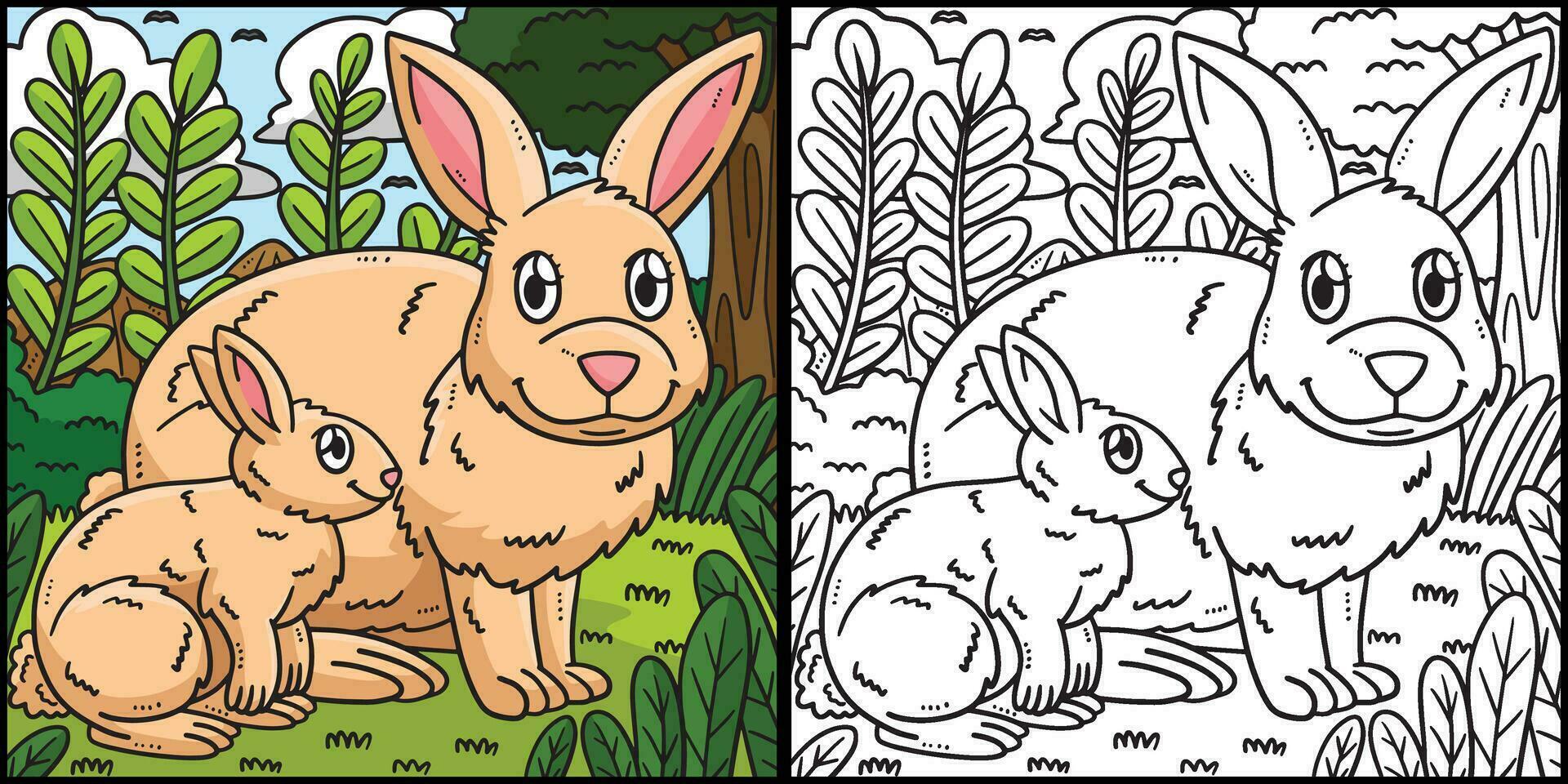 moeder konijn baby konijn kleur illustratie vector