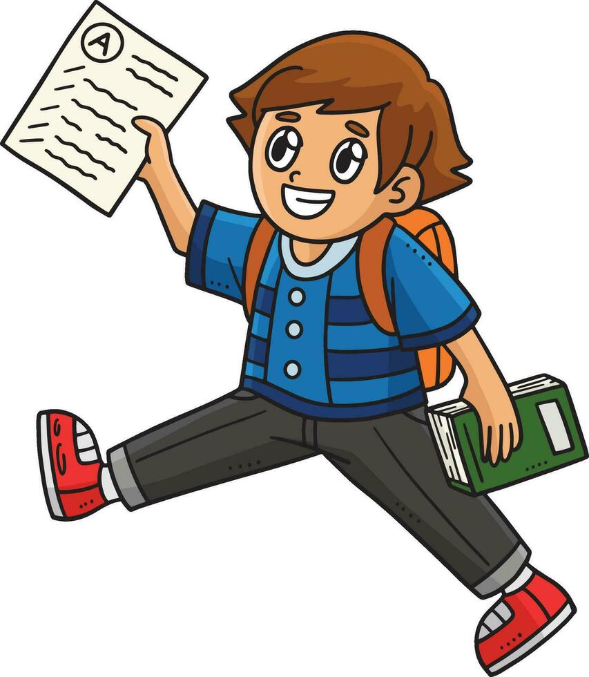 terug naar school- leerling tekenfilm gekleurde clip art vector