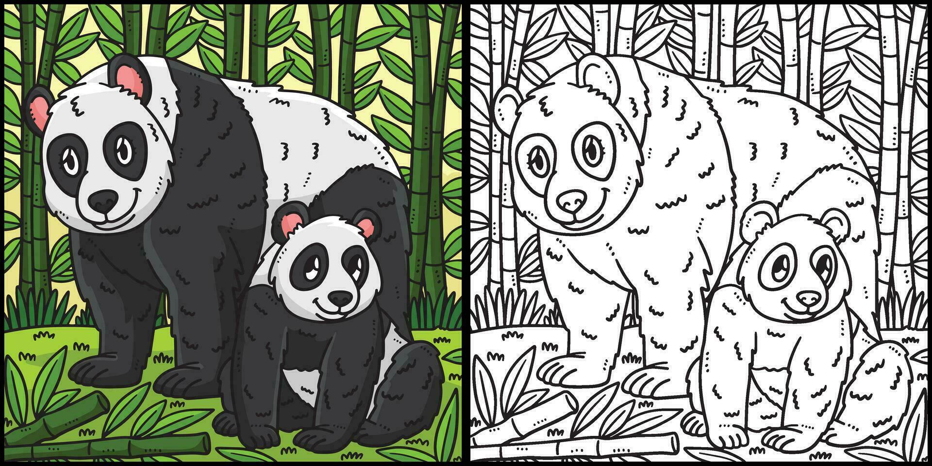 andere panda en baby panda kleur illustratie vector