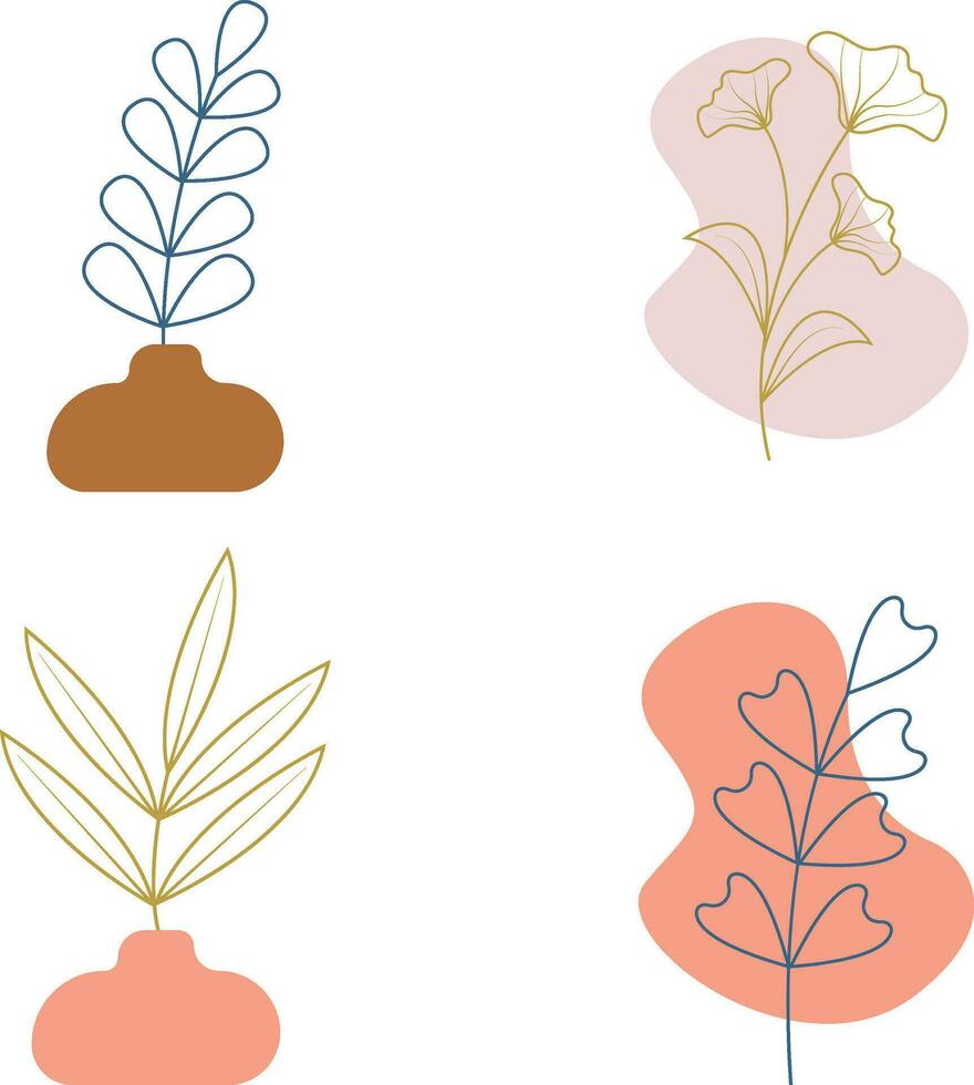 boho bloemen stijlvol. modern esthetisch illustraties. Boheems stijl verzameling van hedendaags artistiek ontwerp elementen. vector