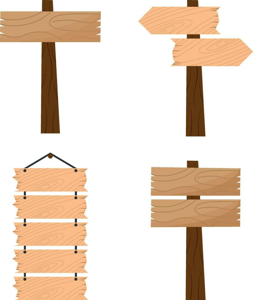 hangende houten bord, uithangbord in tekenfilm stijl geïsoleerd Aan wit achtergrond voorraad vector illustratie. rustiek bord, plank met plaats. vector illustratie