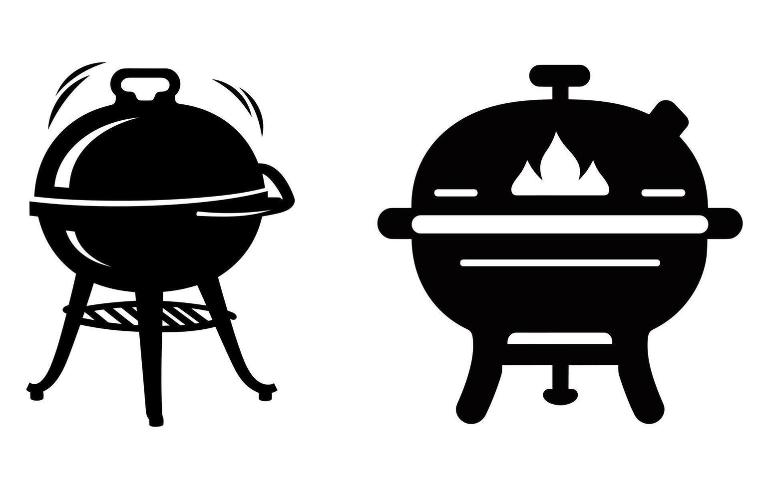 barbecue houtskool vlak illustratie, barbecue houtskool vector silhouet