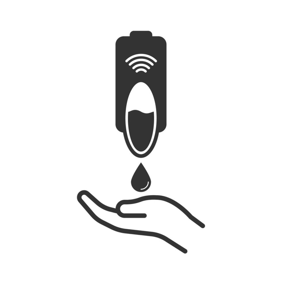 vector illustratie van vloeistof zeep sensor icoon in donker kleur en wit achtergrond