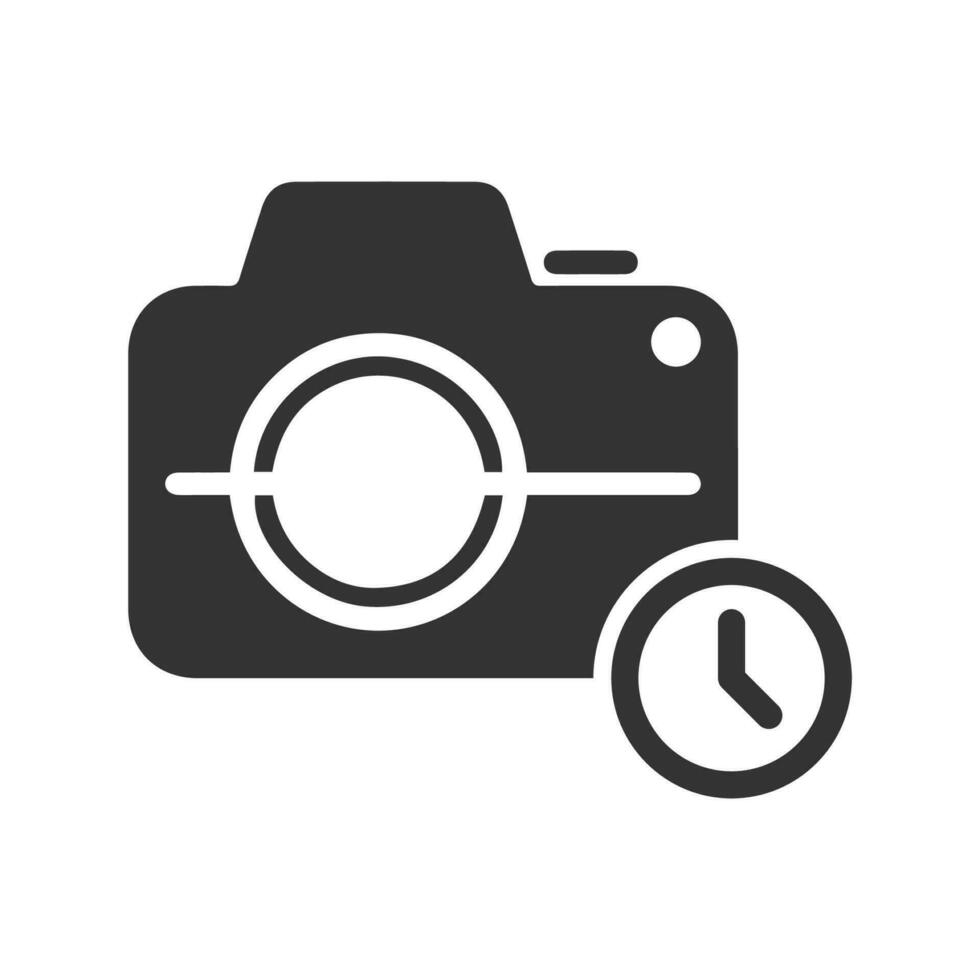 vector illustratie van camera timer icoon in donker kleur en wit achtergrond