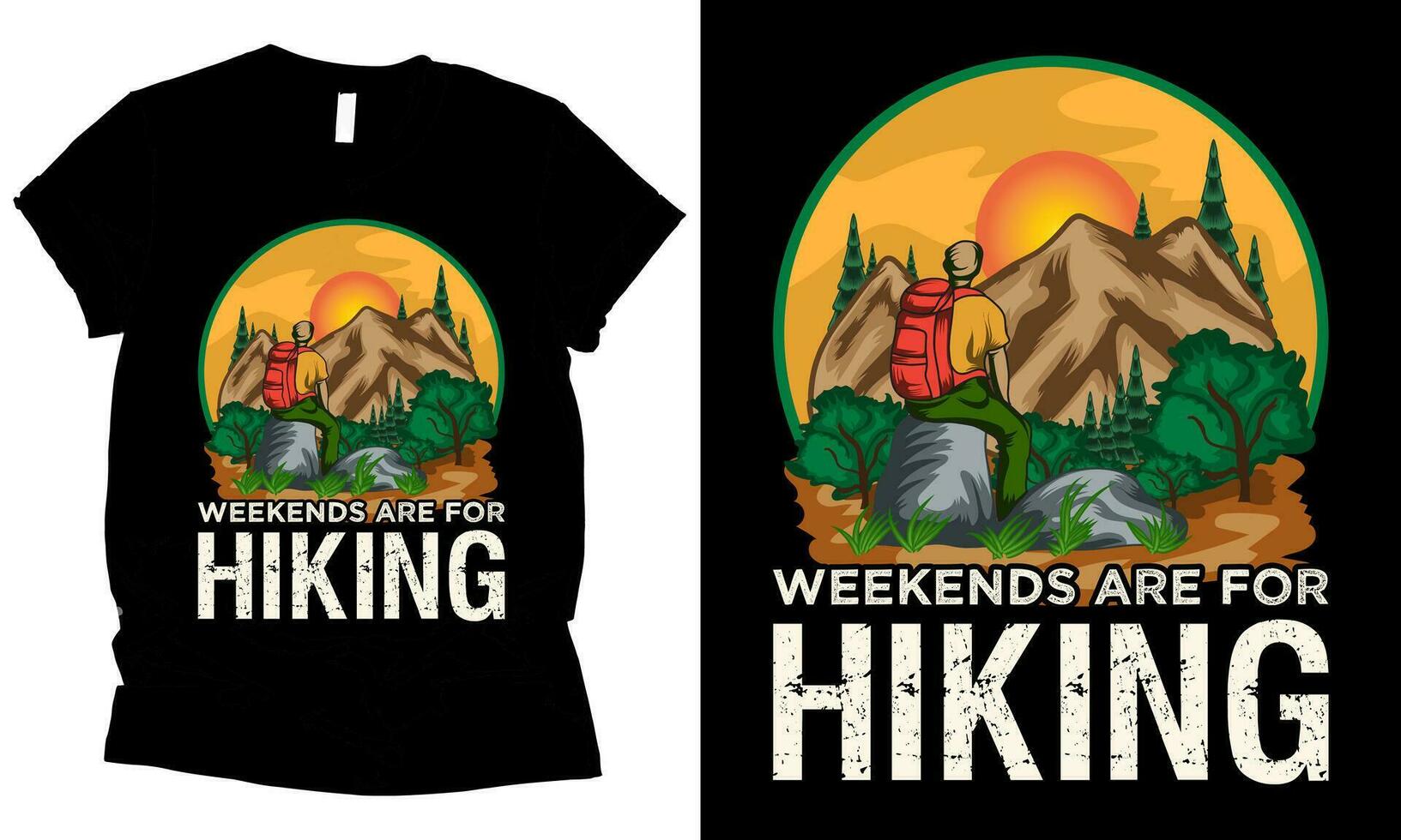 weekends zijn voor hiking, buitenshuis avontuur t-shirt ontwerp vector