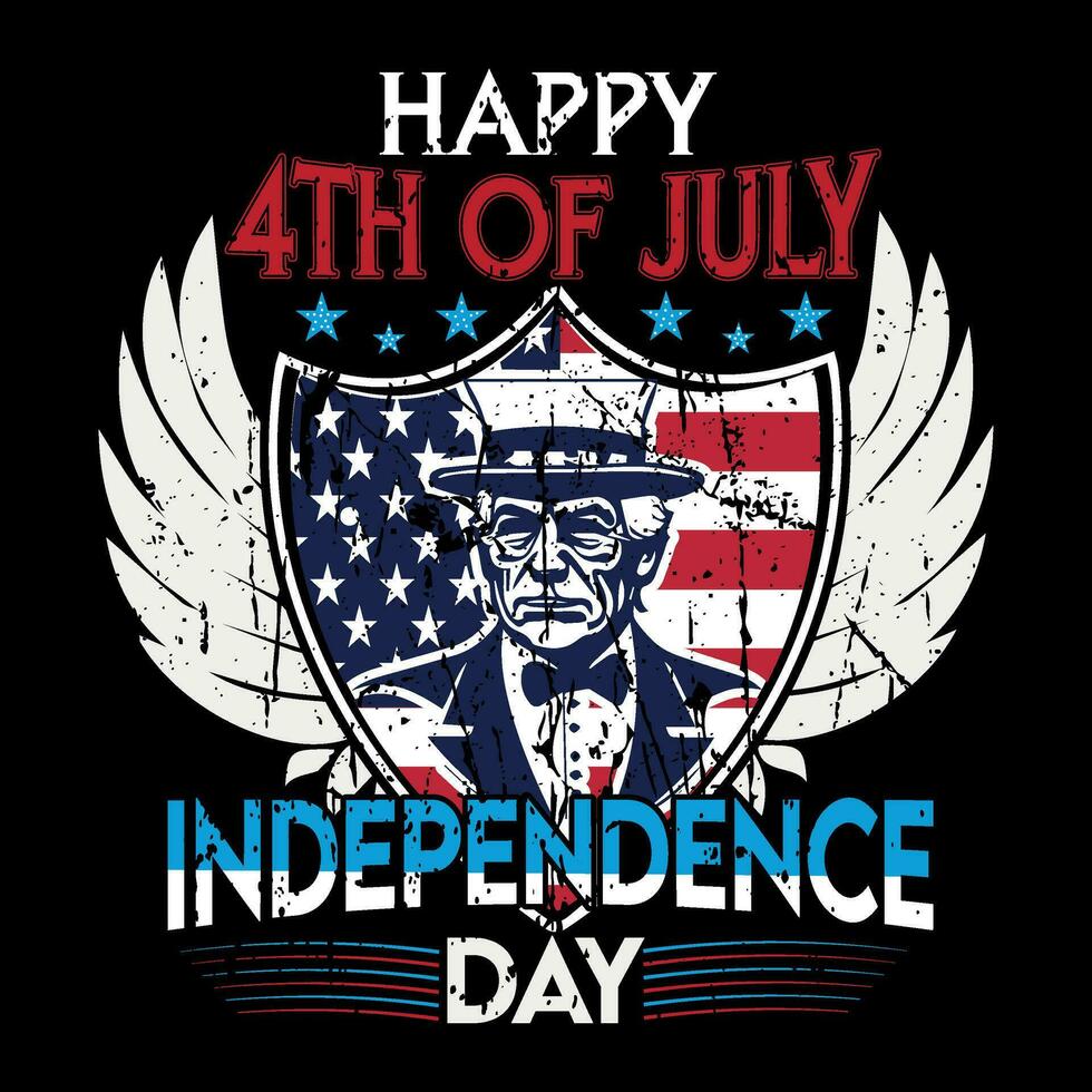 gelukkig 4e van juli onafhankelijkheid dag typografie t overhemd ontwerp vector