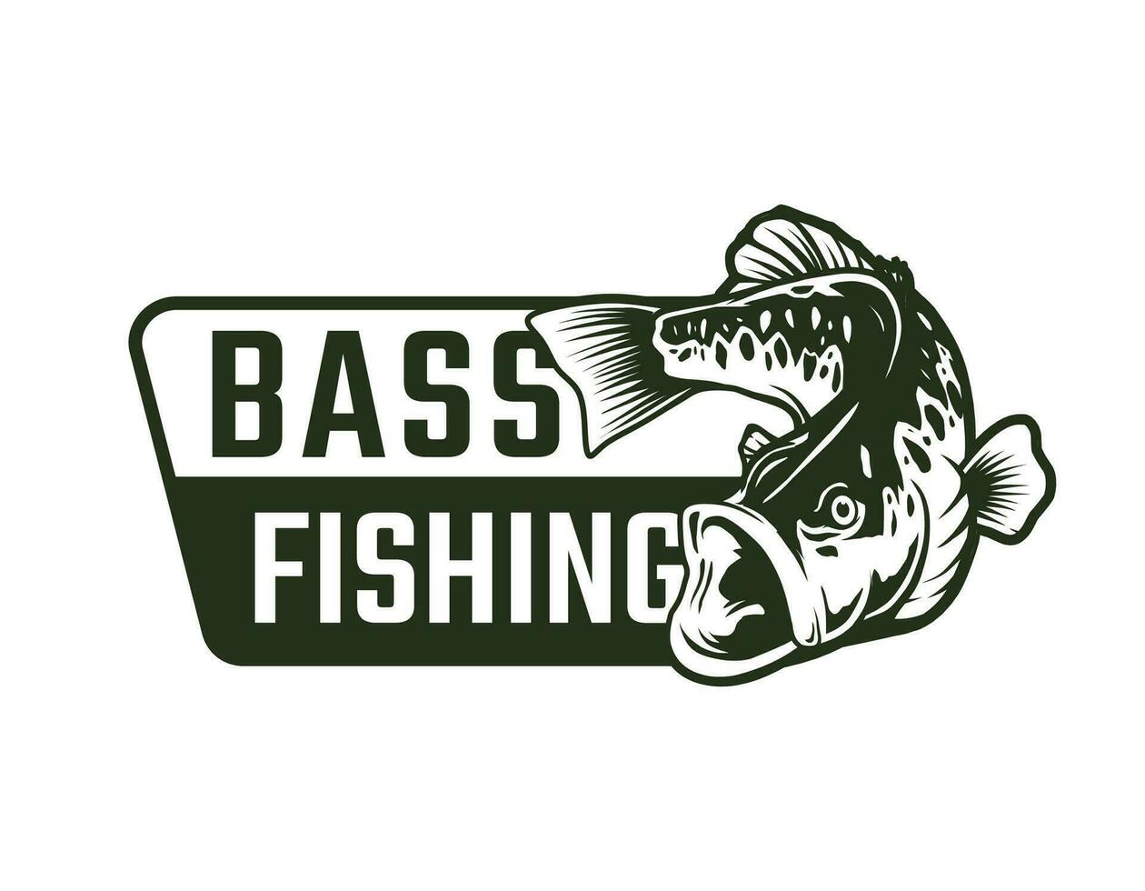 Largemouth bas visvangst logo ontwerp vector