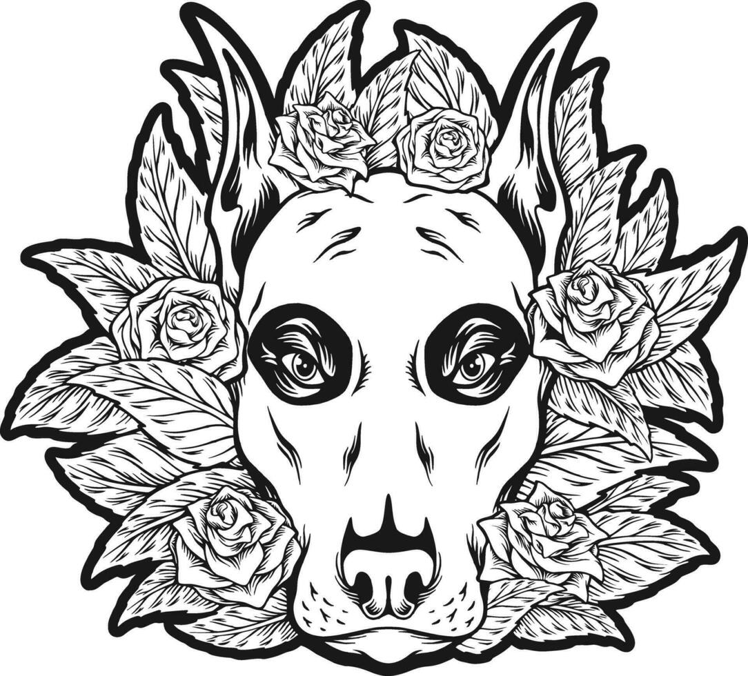 dag van de dood genot bloemen hond hoofd silhouet vector illustraties voor uw werk logo, handelswaar t-shirt, stickers en etiket ontwerpen, poster, groet kaarten reclame bedrijf bedrijf