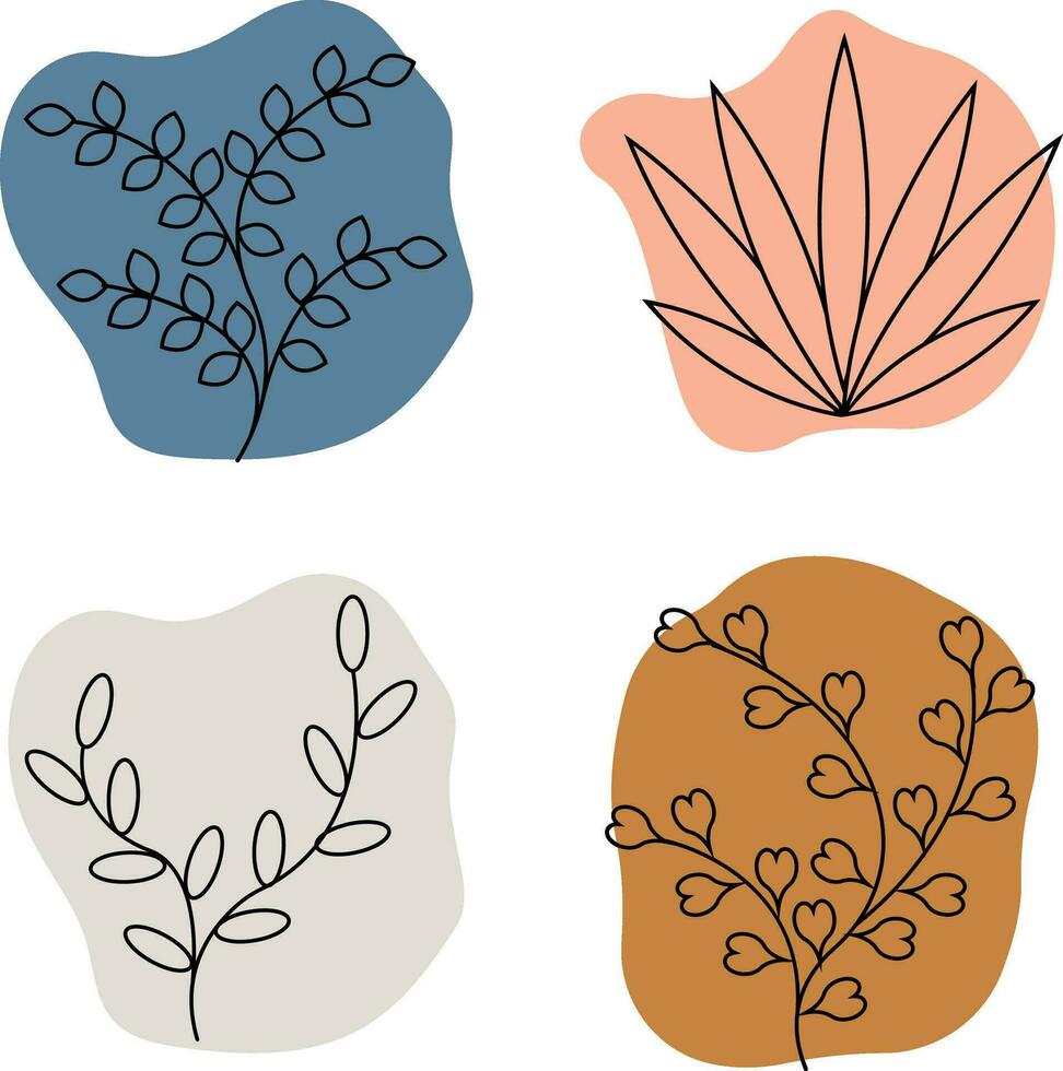 boho bloemen stijlvol. modern esthetisch illustraties. Boheems stijl verzameling van hedendaags artistiek ontwerp elementen. vector