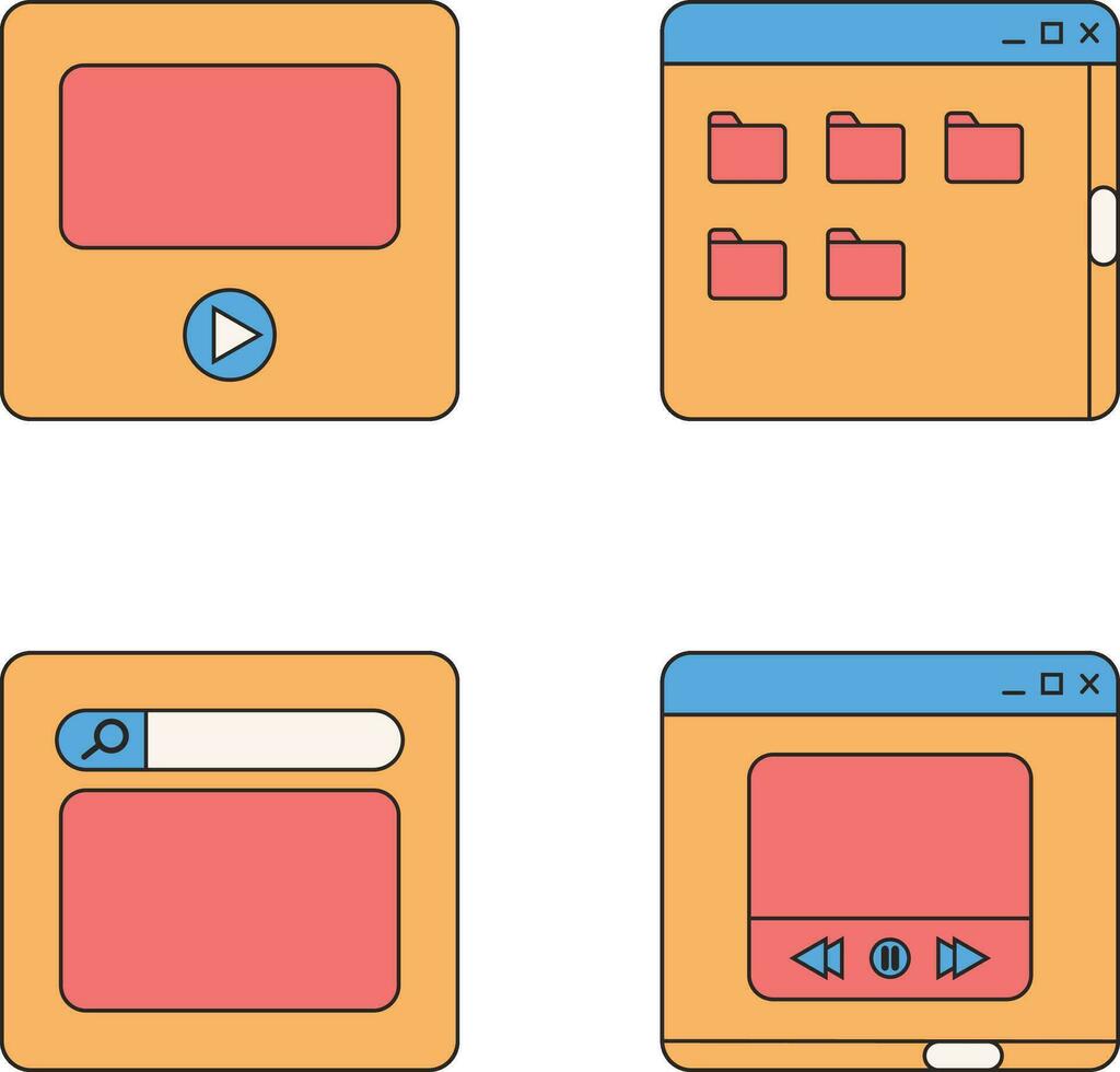 retro ui vorm geven aan. sociaal media verhalen en berichten met oud computer esthetisch ui elementen vector set. vector illustratie