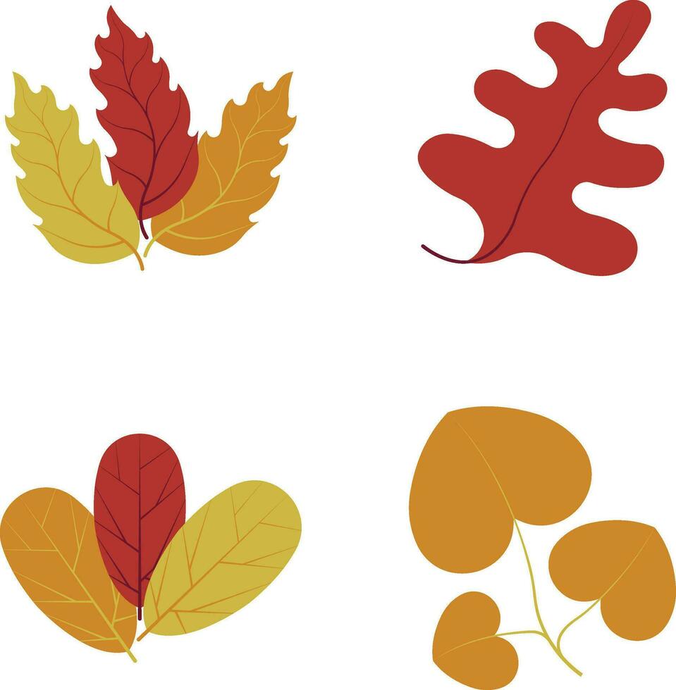 herfst bladeren set, geïsoleerd Aan wit achtergrond. gemakkelijk tekenfilm vlak stijl, vector illustratie.