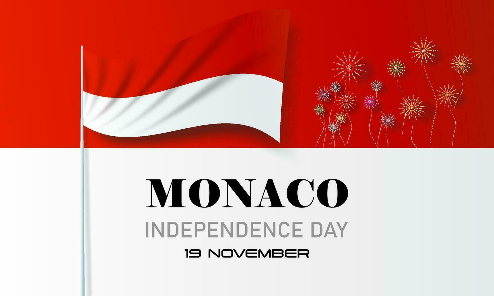 Monaco nationaal dag vector illustratie met natie vlaggen.