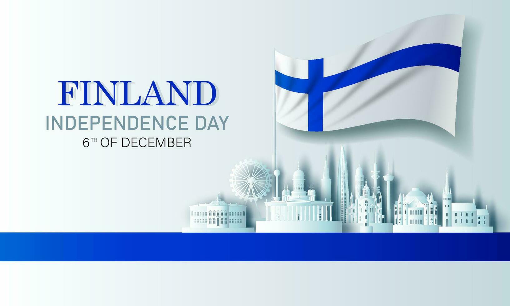 reizen oriëntatiepunten Finland stad met viering Finland onafhankelijkheid dag. vector