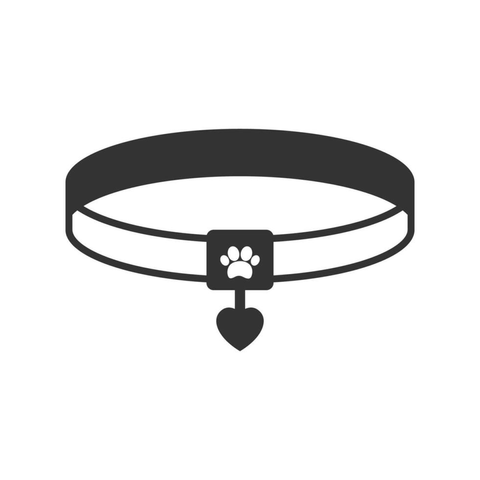 vector illustratie van huisdier ketting icoon in donker kleur en wit achtergrond