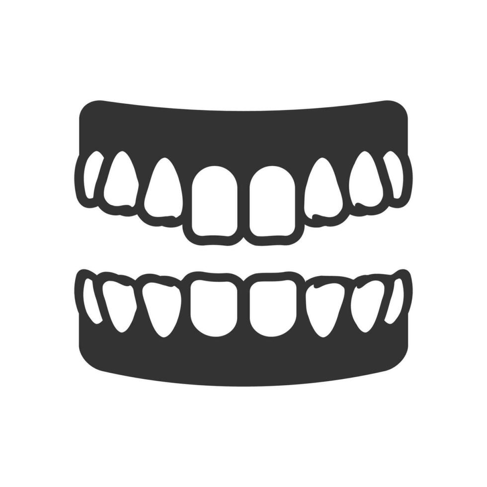 vector illustratie van tand icoon in donker kleur en wit achtergrond