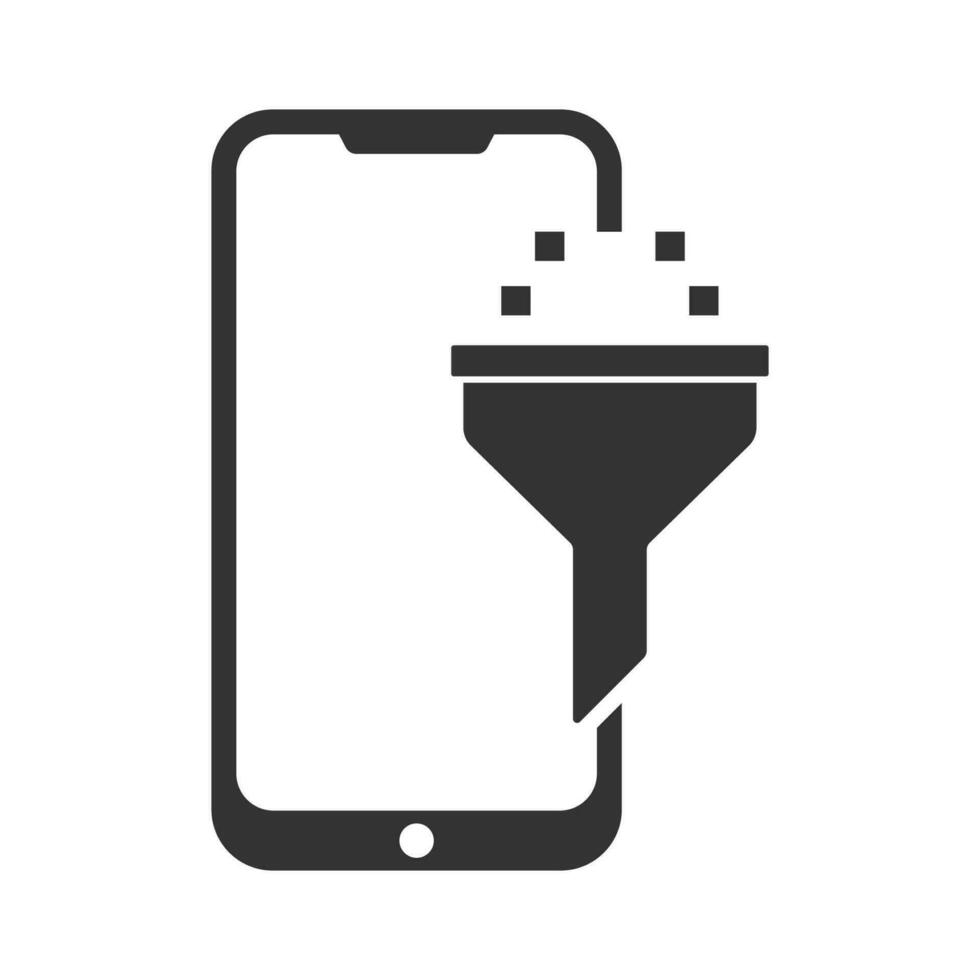 vector illustratie van smartphone filters icoon in donker kleur en wit achtergrond