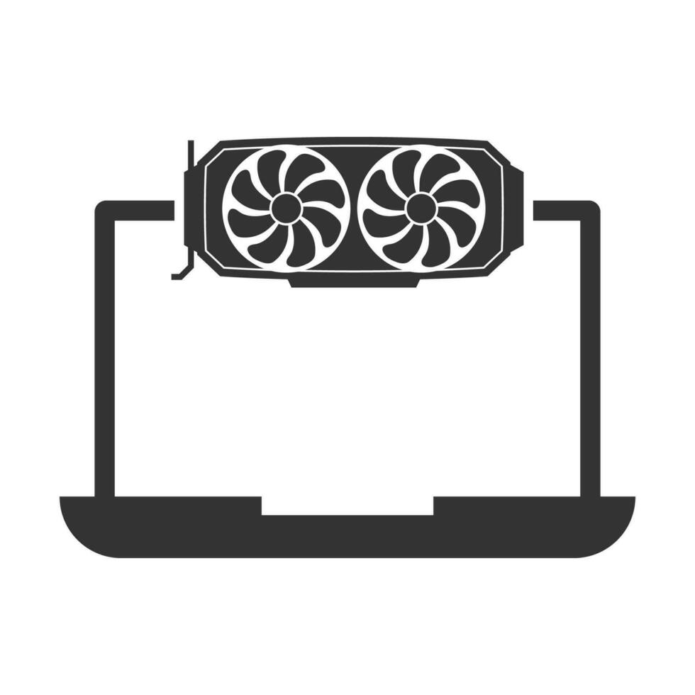 vector illustratie van laptop vga icoon in donker kleur en wit achtergrond
