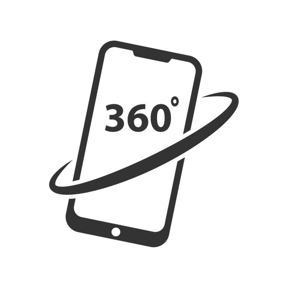 vector illustratie van 360 mate smartphones icoon in donker kleur en wit achtergrond