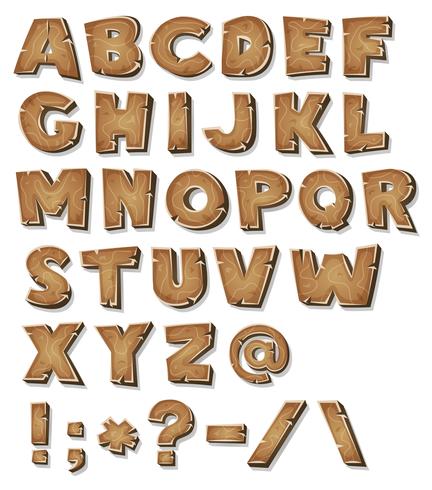 Komisch hout alfabet vector
