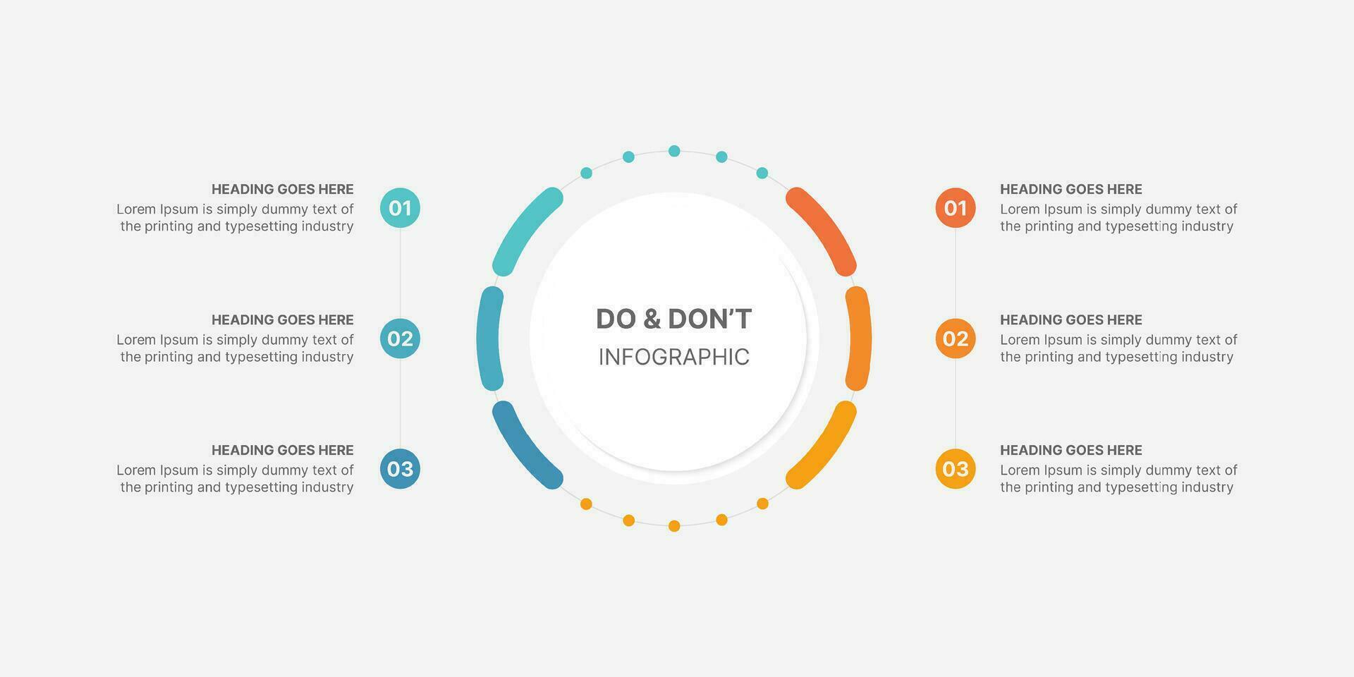 ronde cirkel Doen en niet doen, voors en nadelen, tegen, versus vergelijking infographic ontwerp sjabloon vector