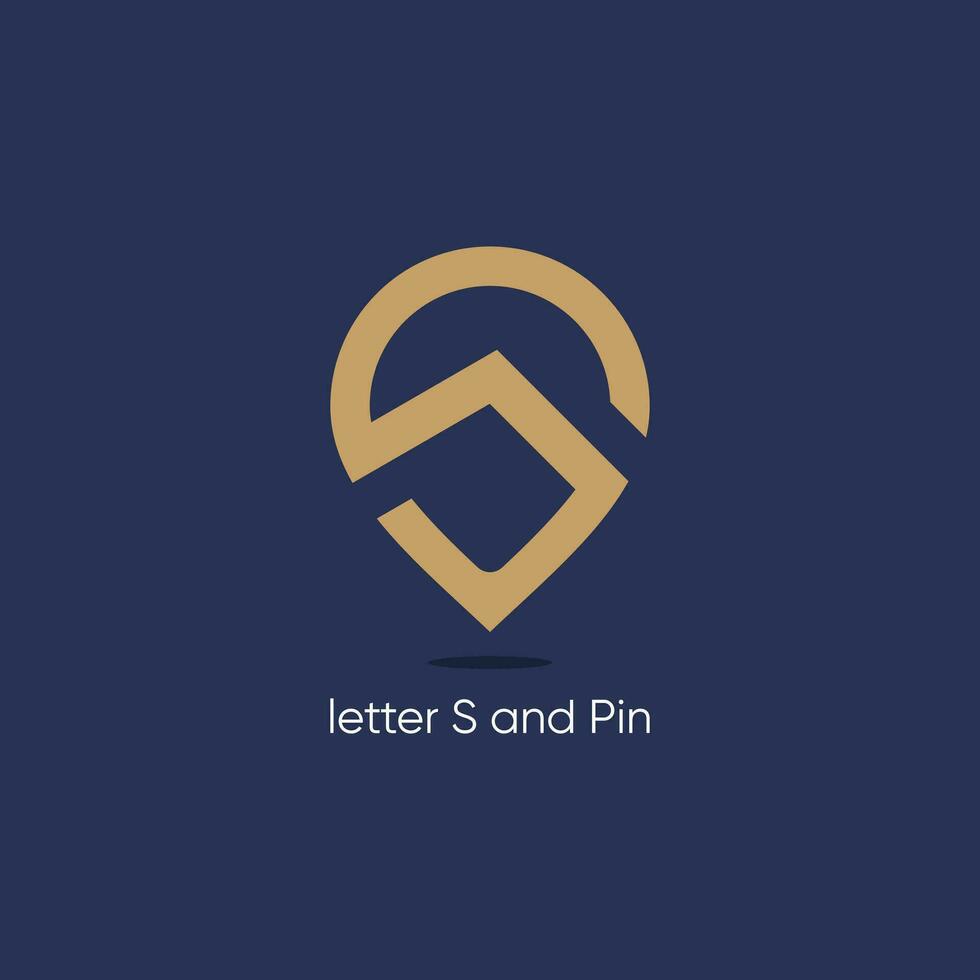 brief s logo ontwerp vector idee met pin concept