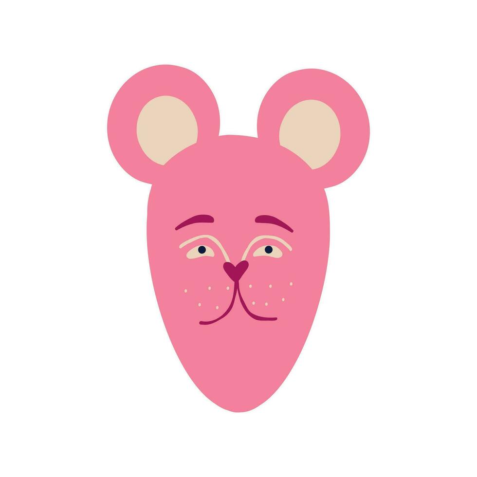 geweldig grappig roze beer met een verdrietig gezicht vector