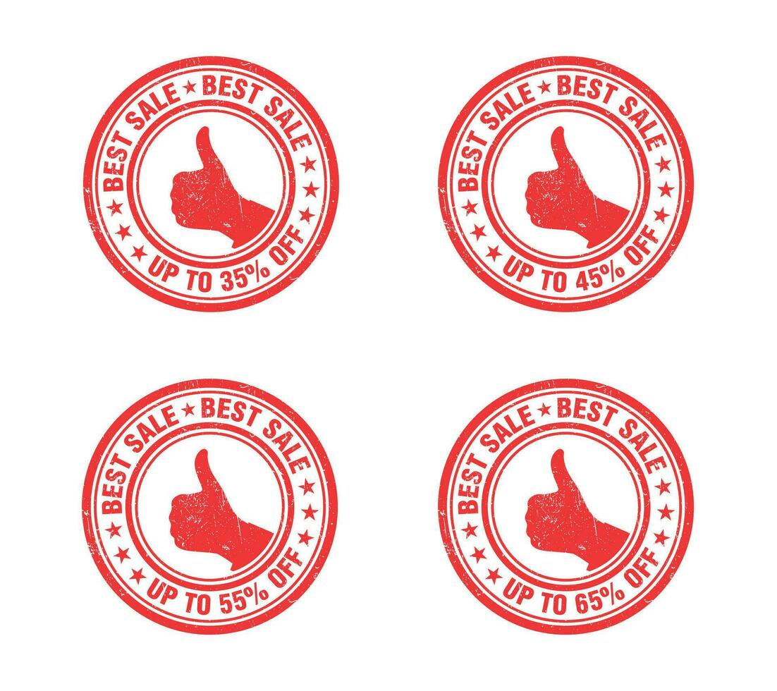 het beste uitverkoop omhoog naar 35, 45, 55, 65 procent uit rood grunge postzegel reeks vector