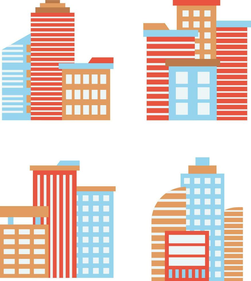 stad gebouwen reeks . met grafieken en andere elementen. vector illustratie.