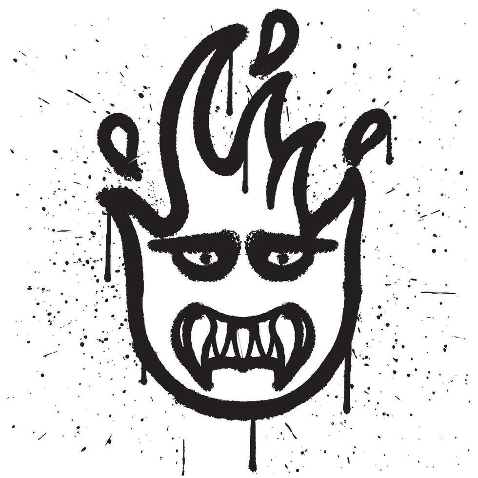 graffiti verstuiven verf boos brand karakter in emoticon vector