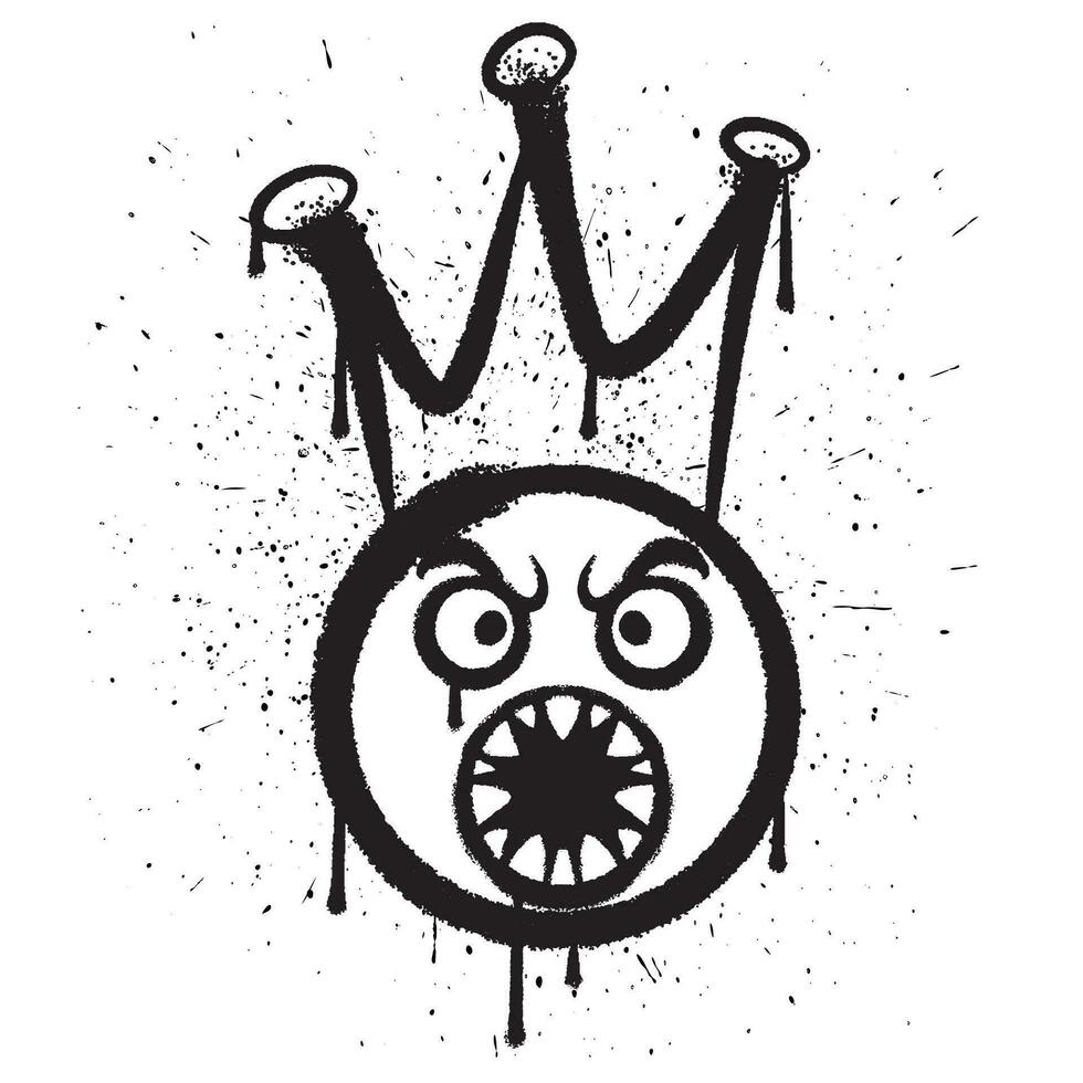 vector graffiti verstuiven verf boos koning emoticon in vector illustratie