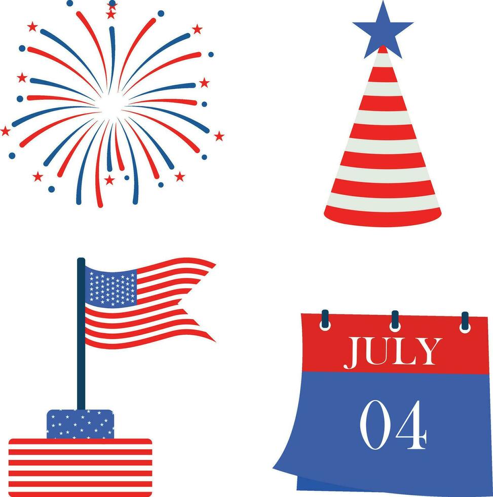 onafhankelijkheid dag, decoratie ontwerp, vlaggedoek decoratie, en Amerikaans element. vector illustratie.