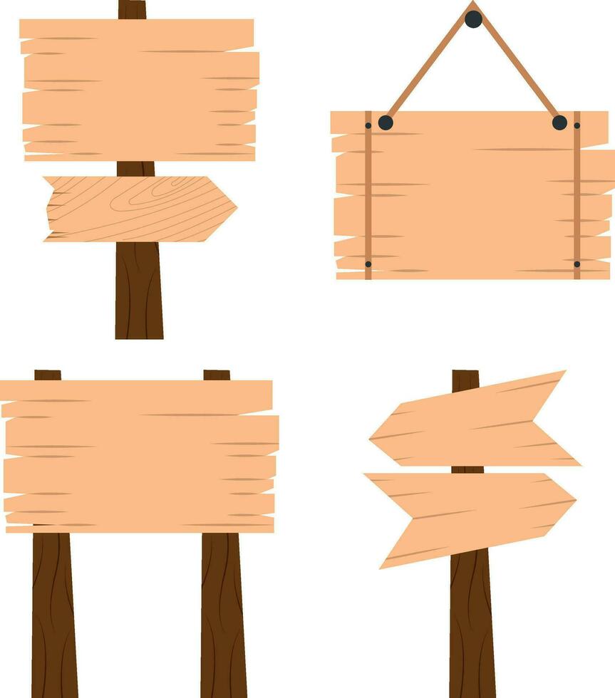 hangende houten bord, uithangbord in tekenfilm stijl geïsoleerd Aan wit achtergrond voorraad vector illustratie. rustiek bord, plank met plaats. vector illustratie