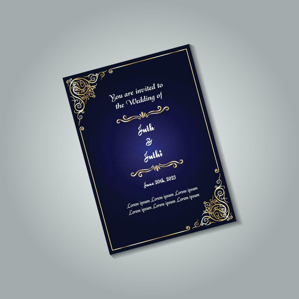 luxe bruiloft uitnodiging kaart ontwerp set. luxe wijnoogst gouden vector uitnodiging kaart sjabloon