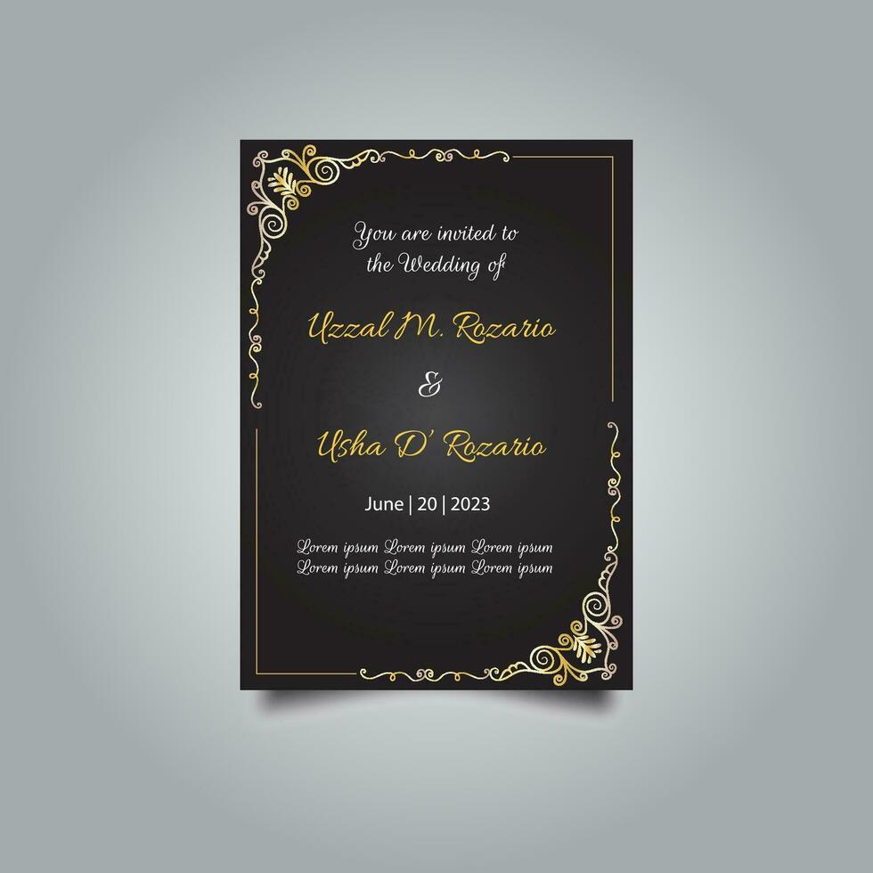 luxe bruiloft uitnodiging kaart ontwerp set. luxe wijnoogst gouden vector uitnodiging kaart sjabloon