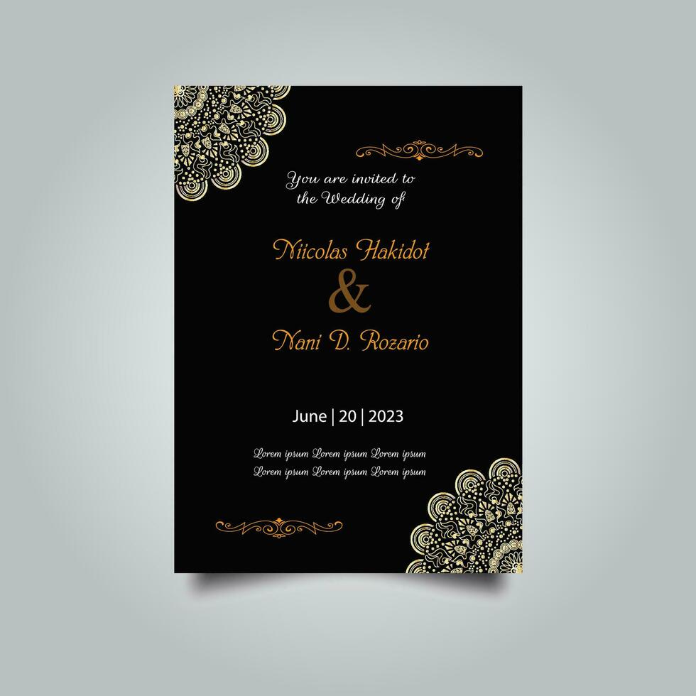 luxe bruiloft uitnodiging kaart ontwerp set. luxe wijnoogst gouden vector uitnodiging kaart sjabloon