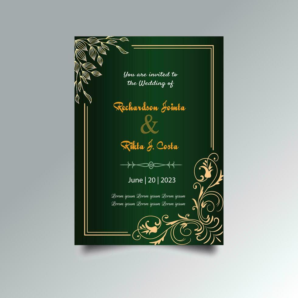 luxe bruiloft uitnodiging kaart ontwerp set. luxe wijnoogst gouden vector uitnodiging kaart sjabloon