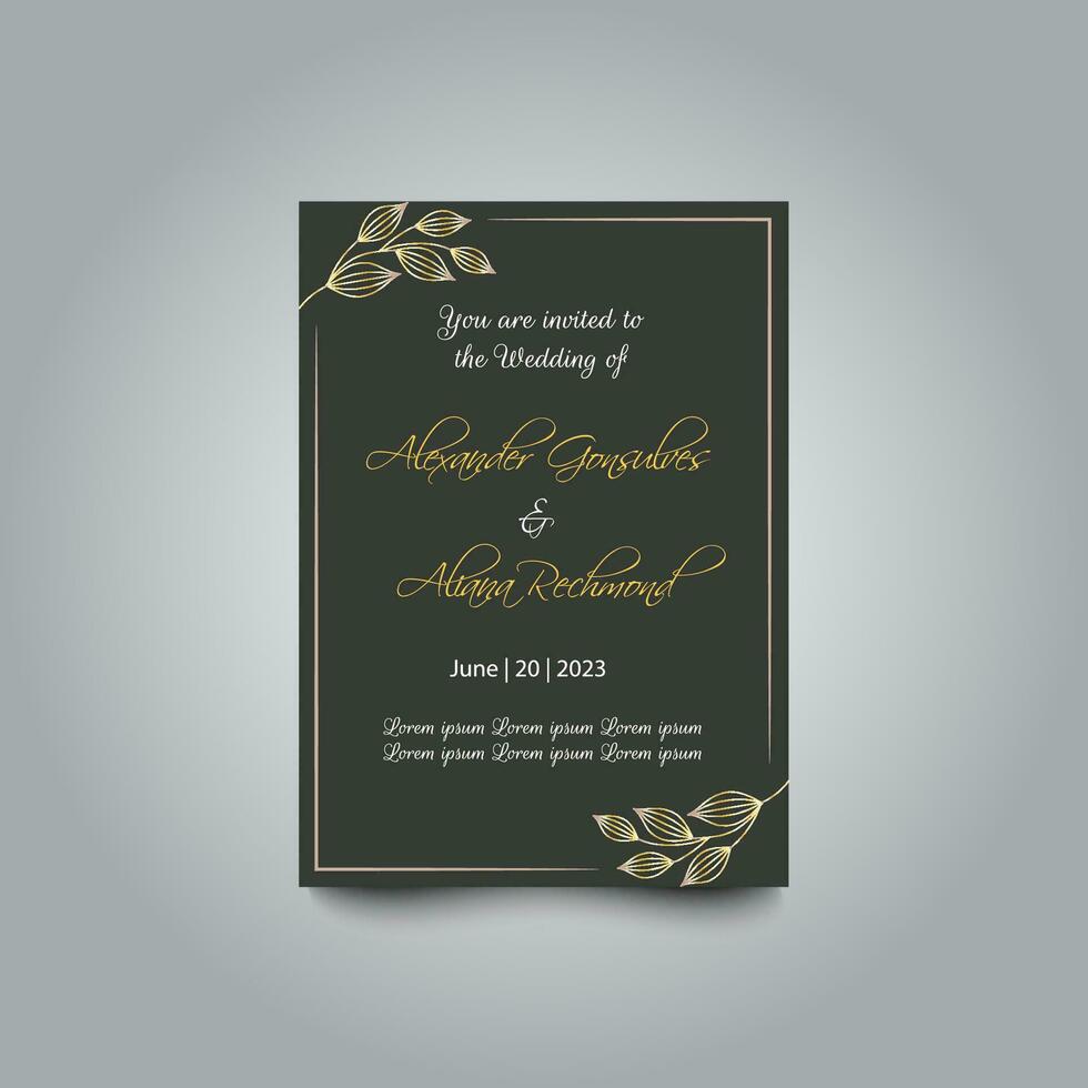 luxe bruiloft uitnodiging kaart ontwerp set. luxe wijnoogst gouden vector uitnodiging kaart sjabloon