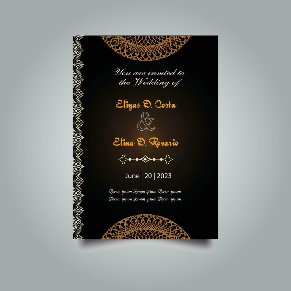 luxe bruiloft uitnodiging kaart ontwerp set. luxe wijnoogst gouden vector uitnodiging kaart sjabloon