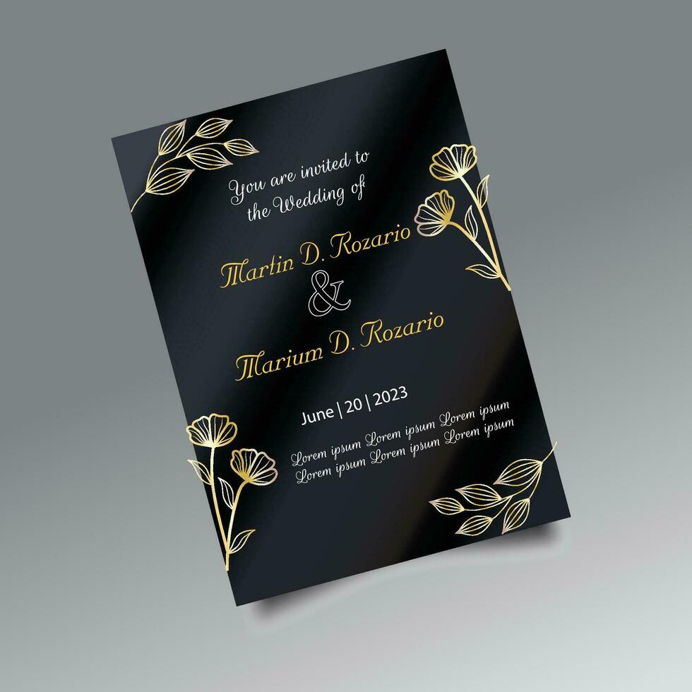 luxe bruiloft uitnodiging kaart ontwerp set. luxe wijnoogst gouden vector uitnodiging kaart sjabloon