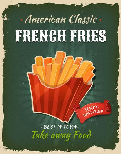 Retro Fast Food frieten Poster vector