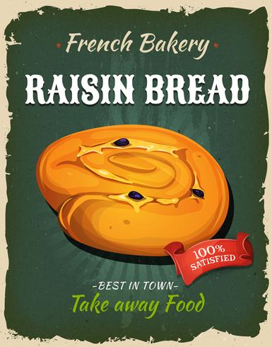 Retro rozijnen brood Poster vector