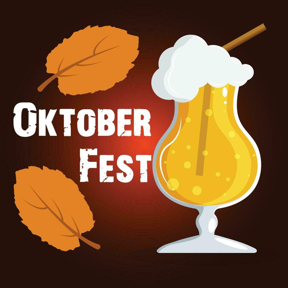 oktoberfeest partij poster illustratie met vers donker bier, krakeling, worst en blauw en wit partij vlag Aan glimmend geel achtergrond. vector viering folder sjabloon voor traditioneel Duitse bier