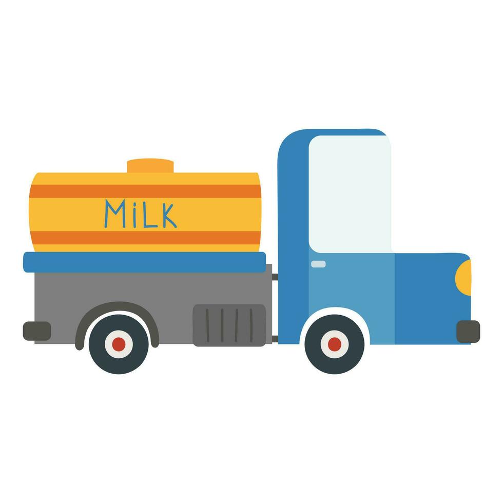 tekenfilm melk vrachtwagen. vector illustratie Aan een wit achtergrond.